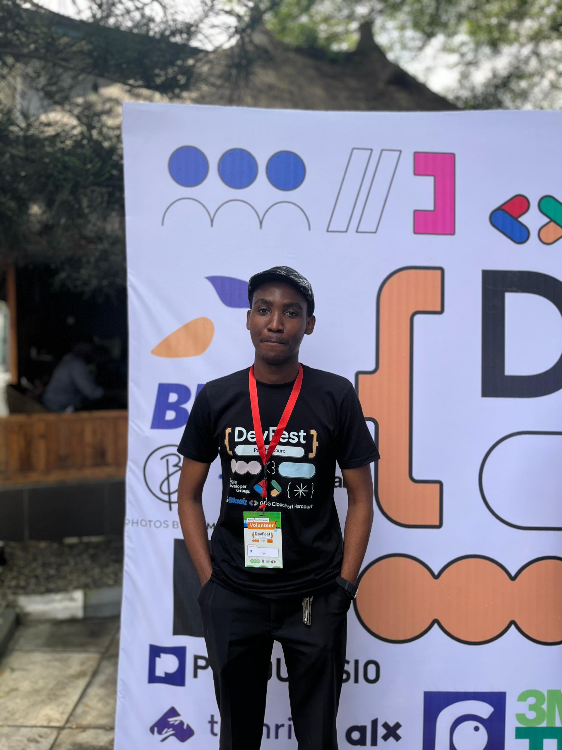At the DevFest Port Harcourt 2025 backdrop.