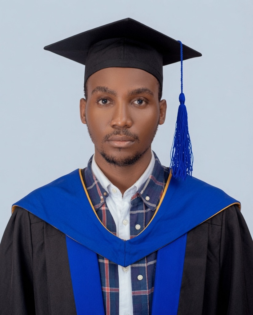 Arigbo Jesse in graduation cap and gown